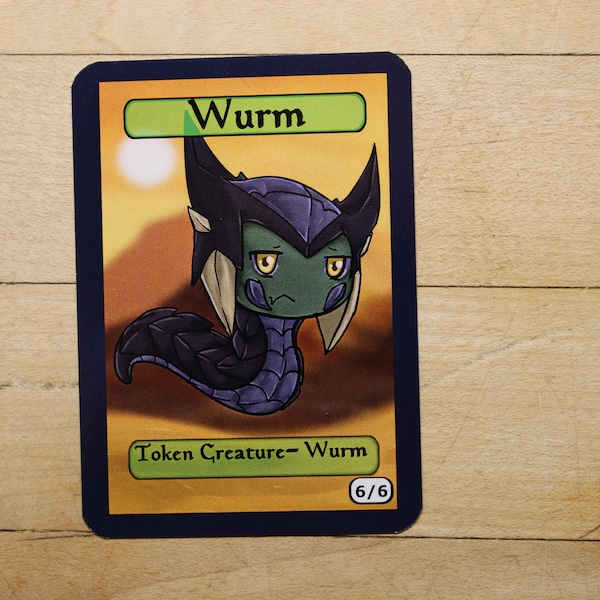 6/6 wurm Token singles  alter art, Edh,standard,commander,vintage,and modern-cute af-mega chibi