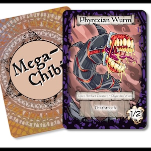 Phyrexian Wurm - 1-2 - Deathtouch - B Token- TCG standard size for Magic to represent your deck tokens with style. Beautify you battlefield