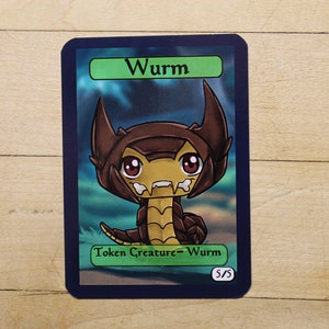 5/5 wurm Token singles  alter art, Edh,standard,commander,vintage,and modern-cute af-mega chibi