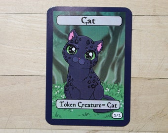 2/2 cat Chibi-Styled singles Tokens  "M-21" Mtg inspired- Perfect for using as creature tokens in game