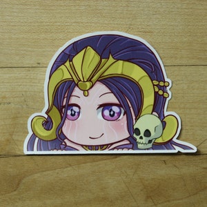 Chibi Liliana Peeker  sticker laptops, journals, deckboxes and more! Perfect for Magic the Gathering lovers.-by Mega Chibi