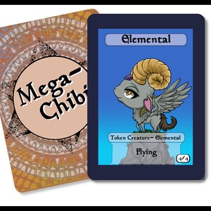 Elemental 4-4 Flying singles for  alter art, Edh,standard,commander,vintage,and modern-cute af-mega chibi