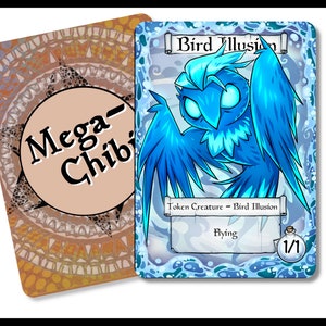 Illusion d'oiseau - 1-1 -Jeton créature volante- Taille standard du TCG pour Magic pour représenter vos jetons de pont avec style. Embellissez votre champ de bataille