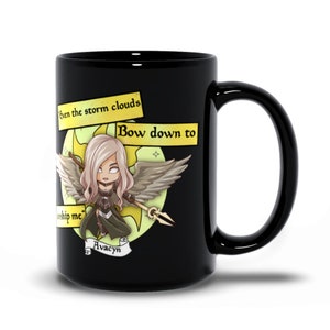 Chibi Avacyn Mtg Inspired Black Mugs, Perfect Gift For Fans Of Magic The Gathering And Mega Chibi Design That Anyone Will Surly Love!