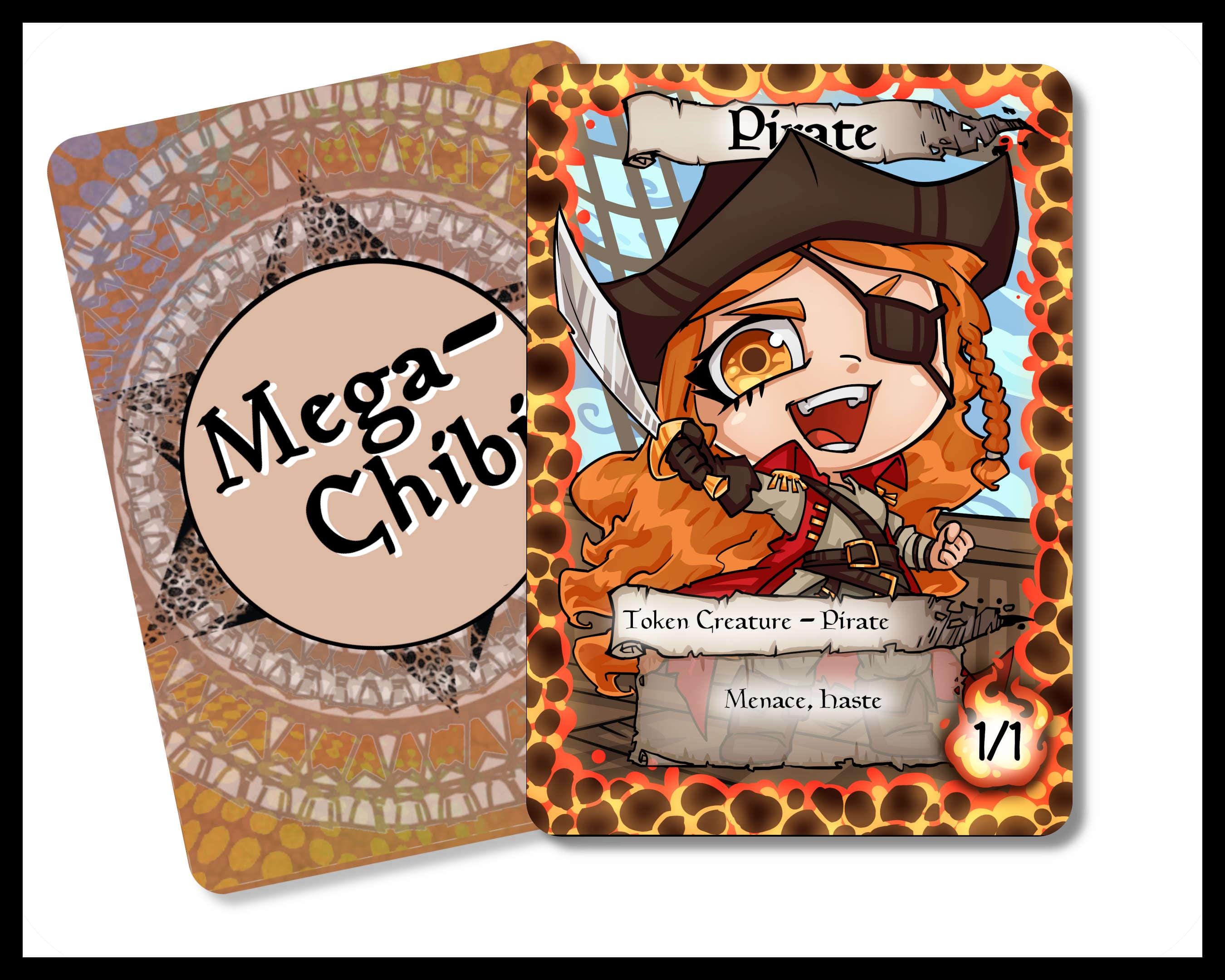 Pirate 1-1 - Haste-menace-creature Token- TCG Standard Size for