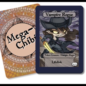 Vampire Rogue 1-1 ll Creature Token- TCG standard size for Magic to represent your deck tokens with style. Beautify you battlefield