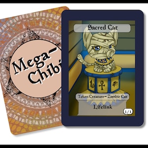 Sacred Cat 1-1 lifelink singles for  alter art, Edh,standard,commander,vintage,and modern-cute af-mega chibi