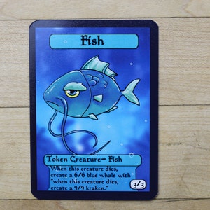 3/3 fish Chibi-Styled singles Tokens Mtg inspired- Perfect for using as creature tokens in game