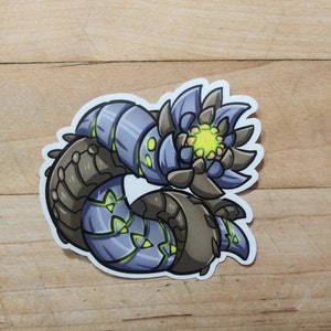 Chibi Wurmcoil engine sticker Inspired by Magic the Gathering- perfect for Deck boxes, laptops, journals, planners+ by Mega chibi