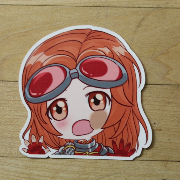 Chibi Chandra Peeker sticker laptops, journals, deckboxes and more! Perfect gift for Magic the Gathering lovers.-by mega chibi