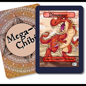 Dinosaure 3-1 -Jeton de créature- Taille standard du JCC pour Magic pour représenter vos jetons de deck avec style. Embellissez votre champ de bataille