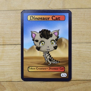 2/2 dino cat Chibi-Styled singles Tokens Mtg inspired- Perfect for using as creature tokens in game