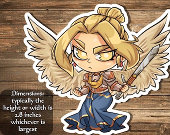 Radiant, Serra Archangel sticker- perfect for Deck boxes, laptops, journals, planners+ by Mega chibi