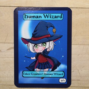 1/1 human wizard Token singles for  alter art, Edh,standard,commander,vintage,and modern-cute af-mega chibi