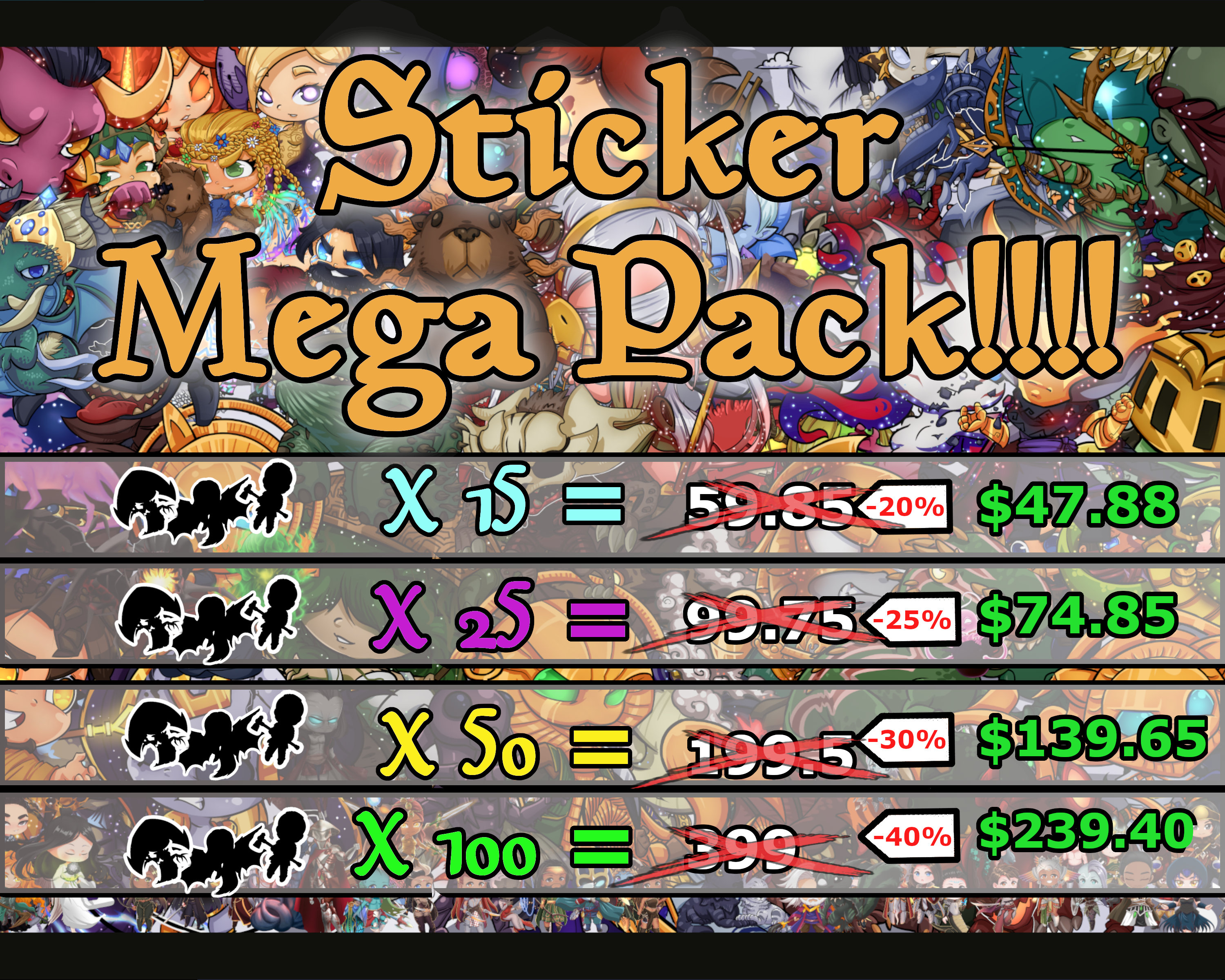 Sticker Bundle Packs- 15 , 25, 50, and 100 Options- Great Discount for ...