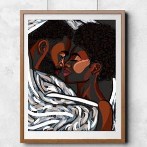 Love in the Dark | Black Couple Art | African American Couple | Black Love Wall Art | Black Beauty