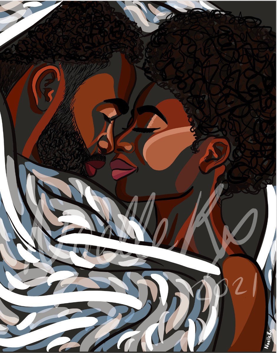 Love in the Dark Black Couple Art African American Couple - Etsy