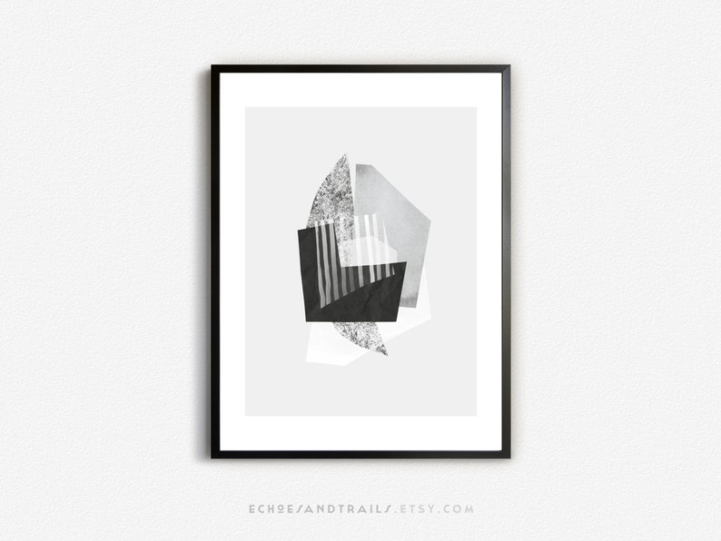 Black and White Collage Printable Art Contemporary Minimalist Etsy
