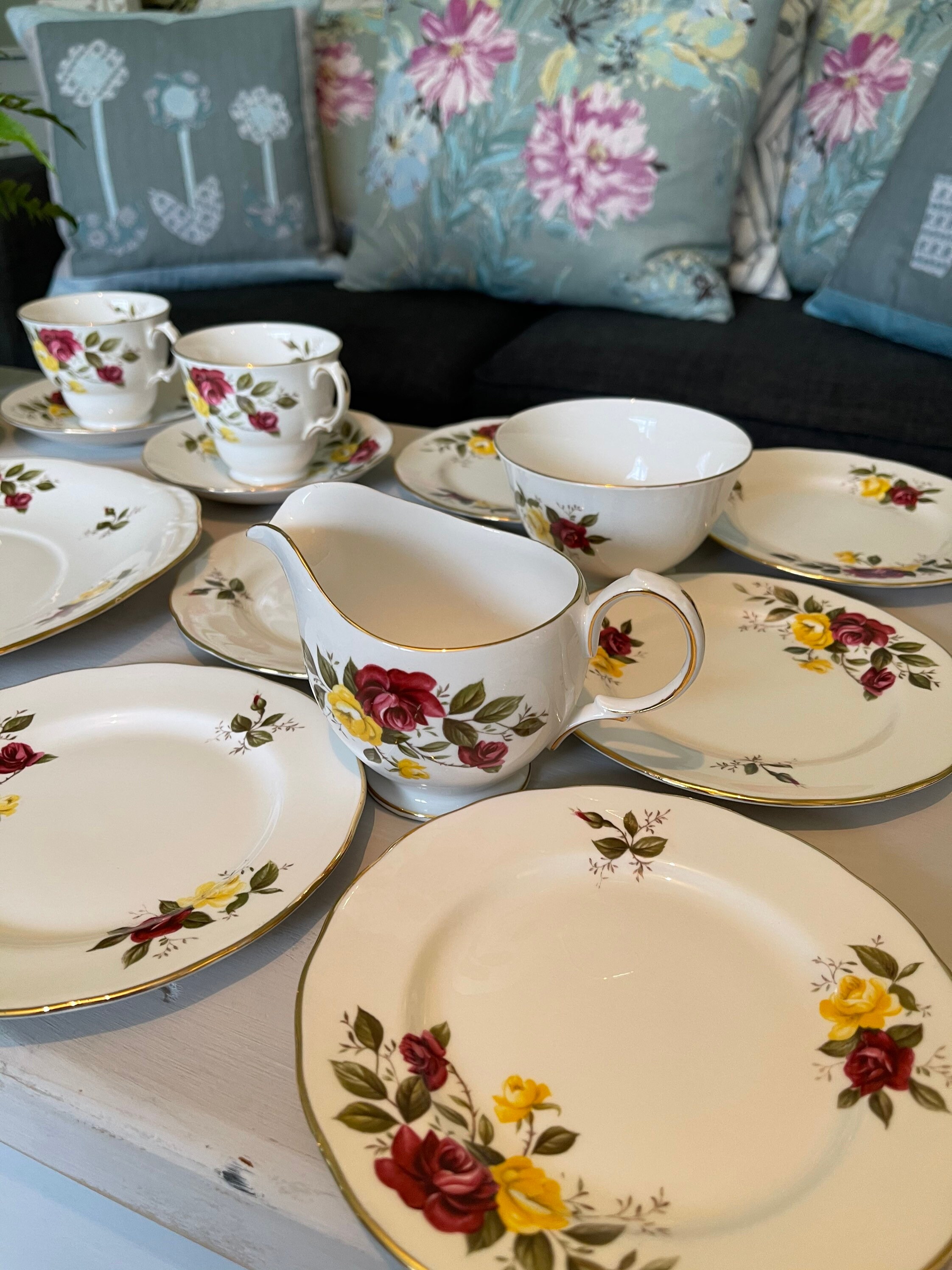 Crown Essex Richmond Rose Staffordshire Bone China Vintage Tea Etsy