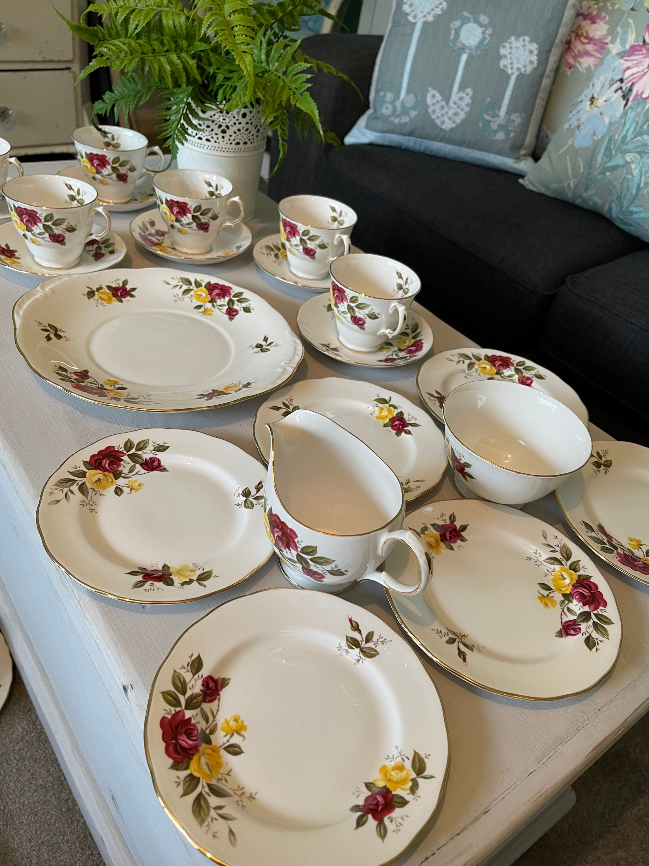 Crown Essex Richmond Rose Staffordshire Bone China Vintage Tea Etsy