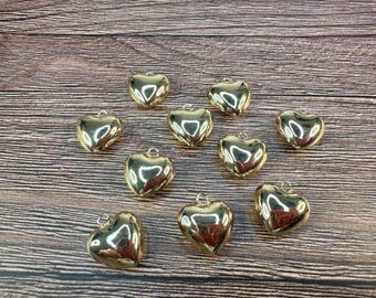 20 mm guldpläterad mässingshjärtberlock