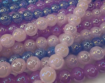 10 mm großen, irisierenden Glas-Wachsperlen