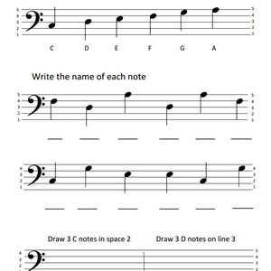 Revisão das notas da clave de fá