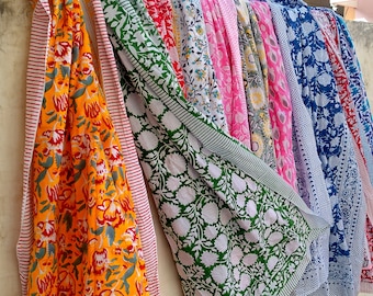 Handblock Printed Cotton Sarong Set, Floral Beach Wrap (10 Pieces)