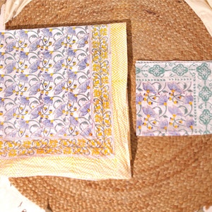 Sarong indiano fatto a mano con mini sciarpa bandana, motivo floreale stampato a mano, pareo in puro cotone per donna, copricostume, regalo per lei
