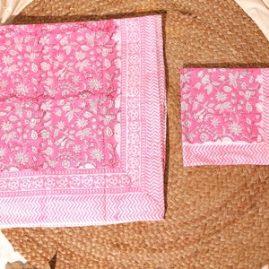 Sarong indiano rosa fatto a mano con mini sciarpa bandana stampata con motivo floreale Pareo in puro cotone per donna Copricostume Regalo per lei