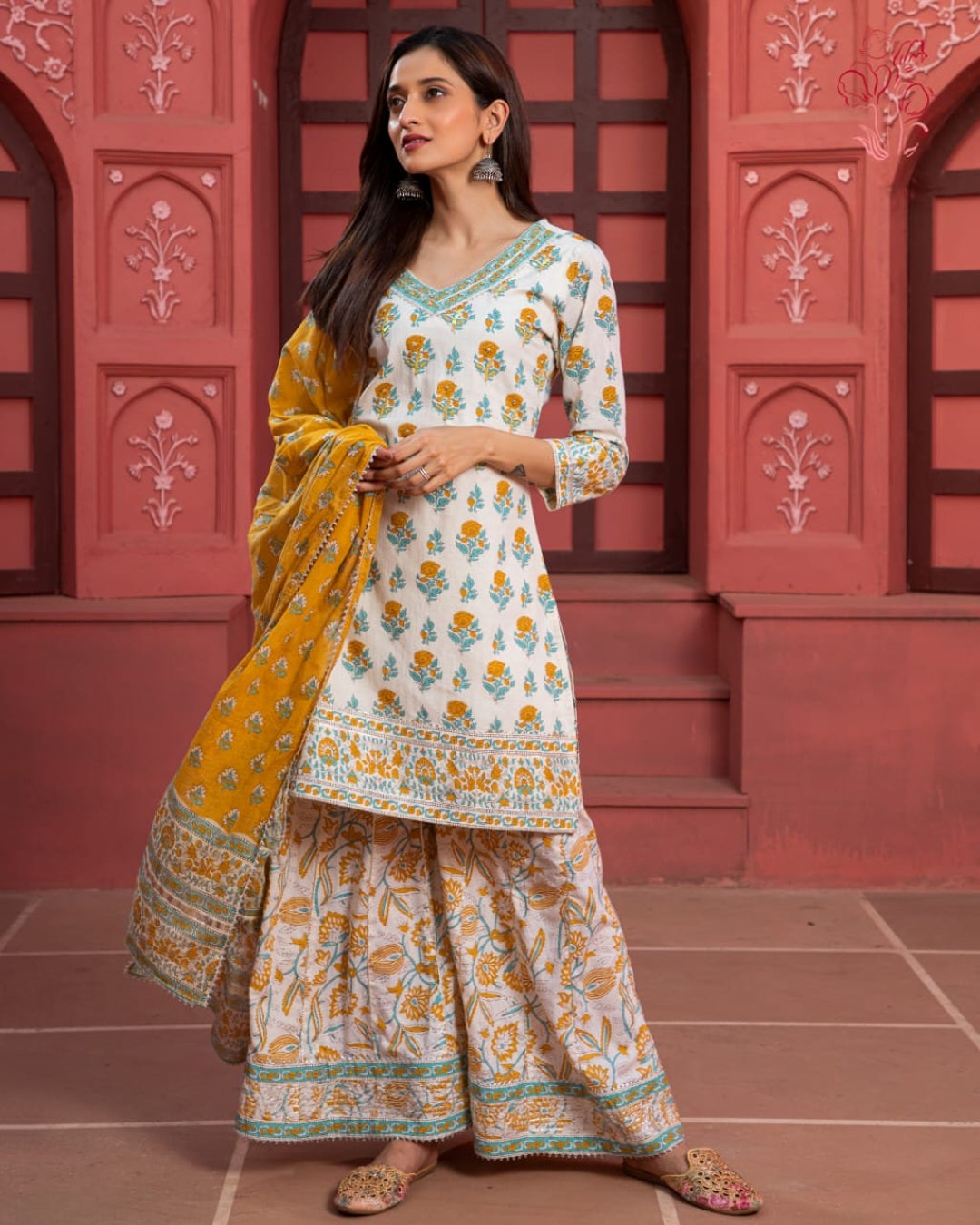 Cotton Kurti With 20 Kali Sharara and Dupatta for Girls and Etsy