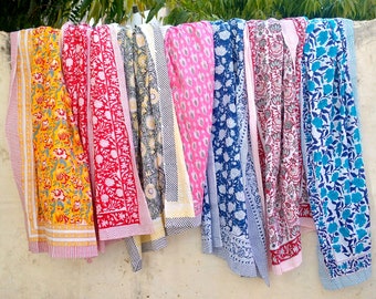 Handblock Printed Cotton Sarong Set (50), Floral Beach Wrap