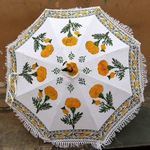 Canvas Wedding Umbrella Parasol Indian Decorative Handmade Cotton Party Decor Garden Umbrellas Indian Traditional image 1