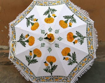 Canvas Wedding Umbrella Parasol Indian Decorative Handmade Cotton Party Decor Garden Umbrellas Indian Traditional