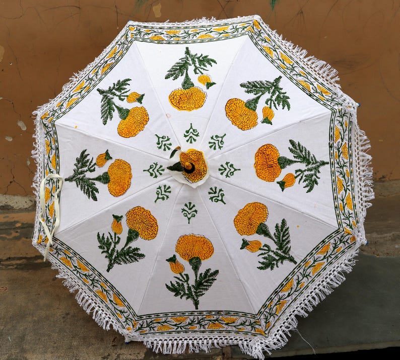 Canvas Wedding Umbrella Parasol Indian Decorative Handmade Cotton Party Decor Garden Umbrellas Indian Traditional image 1