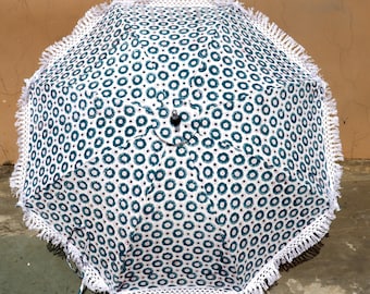 Blue Dots Handmade Cotton Parasol: Indian Wedding Decor