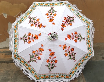 Canvas Decorative Wedding Umbrella Handmade Cotton Party Decor Garden Parasol Indian Umbrellas