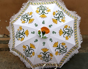 Canvas Wedding Umbrella Multi Color Parasol Decorative Handmade Cotton Party Decor Garden Umbrellas Indian Traditional
