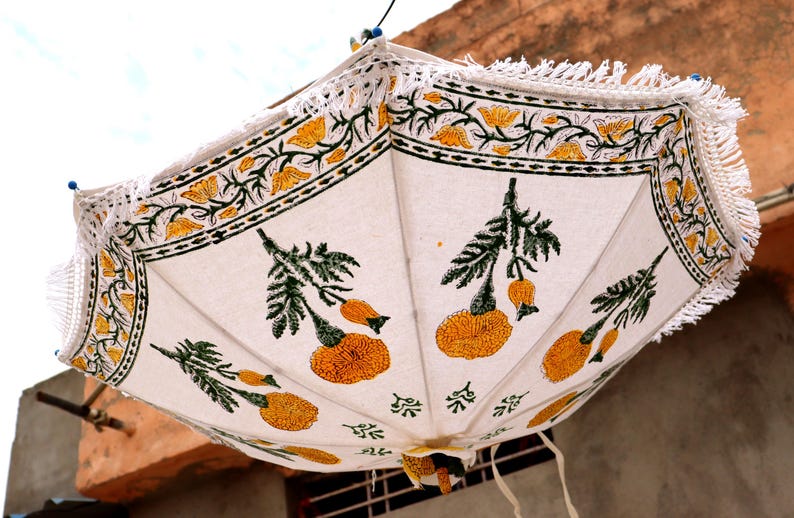 Canvas Wedding Umbrella Parasol Indian Decorative Handmade Cotton Party Decor Garden Umbrellas Indian Traditional image 3