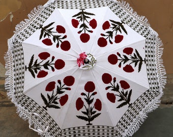 Sombrilla de lona para bodas indias, decorativa, hecha a mano, de algodón, para fiestas, parasol de jardín, sombrilla tradicional india.