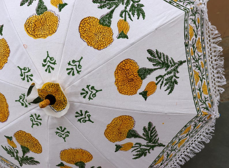 Canvas Wedding Umbrella Parasol Indian Decorative Handmade Cotton Party Decor Garden Umbrellas Indian Traditional image 2