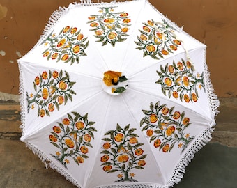Canvas Wedding Umbrella Decorative Handmade Cotton Party Decor Garden Parasol Indian Umbrellas Indian Traditional