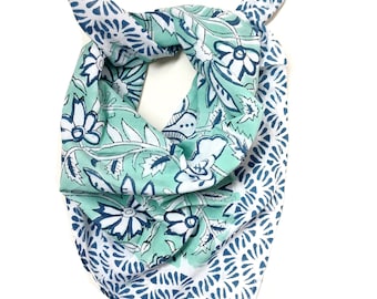 Handmade Block Print Bandana Scarf: Organic Cotton Hairband, Gamayun Design