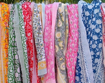 Handblock Printed Cotton Sarong: Floral Beach Wrap Pareo