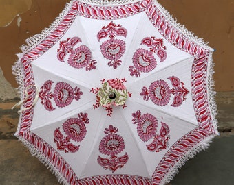 Paraguas decorativo de lona para bodas, hecho a mano, de algodón, para fiestas, parasol de jardín, sombrillas indias, tradición india