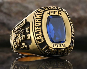 Custom College Class Ring, School Ring, Silver Graduation