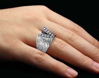 Silver V Letter Ring, V Alphabet Ring, A-Z Initial Ring