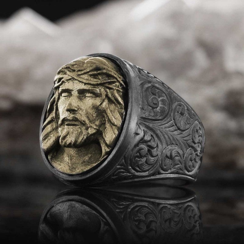 Sterling Silver Jesus Christ Signet Ring, Religious Jewelry - Etsy