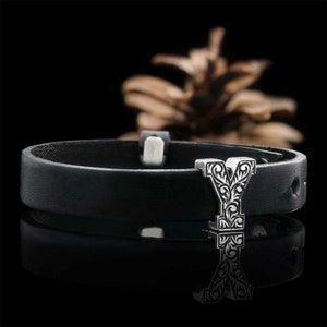 Pulsera Monogram Y Letter, Pulsera Letra Y, Pulsera Inicial Y Cuero, Pulsera de Carta Artesanal Diseño Especial, Regalo San Valentín,