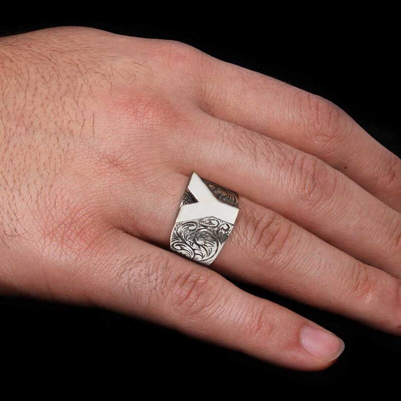 925 Sterling Silver Letter Ring, Letter Y Ring, A-Z Initial Ring